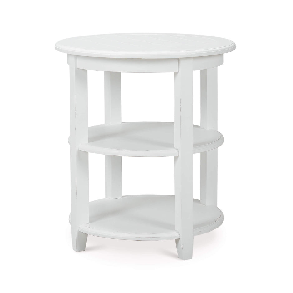 Luna Round 3 Tier Side Table in Architectural White