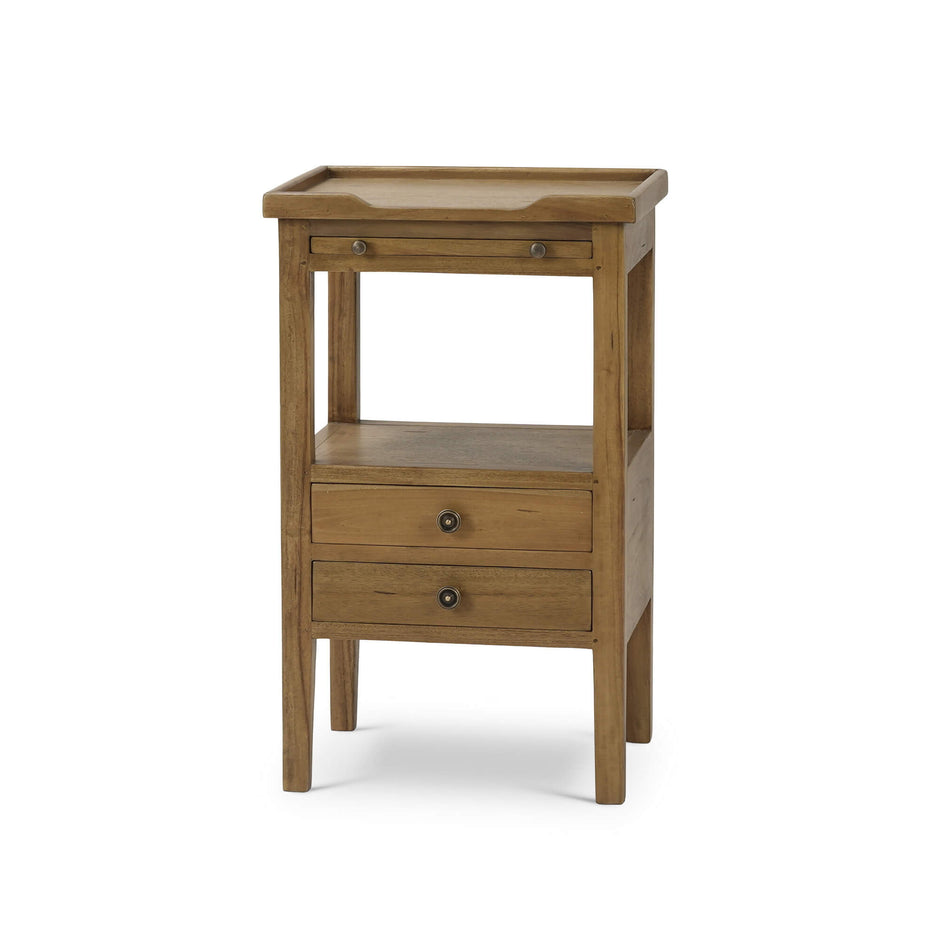 Eton 2 Drawer Side Table w/ Pull Out Shelf