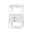 Eton 2 Drawer Side Table w/ Pull Out Shelf in Architectural White