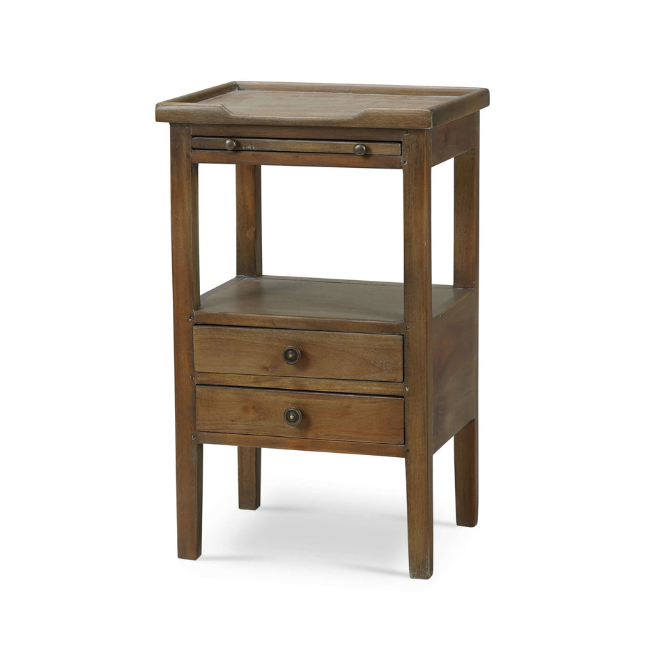 Eton 2 Drawer Side Table w/ Pull Out Shelf in Straw Wash