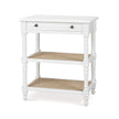 Melissa Side Table in Architectural White w/ Rattan Natural on Shelves