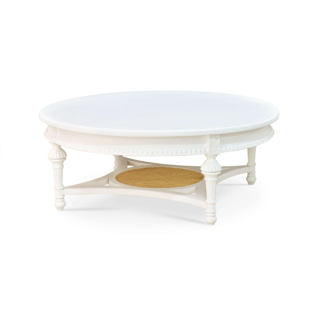 Louis Coffee Table in Architectural White w/ Rattan Natural
