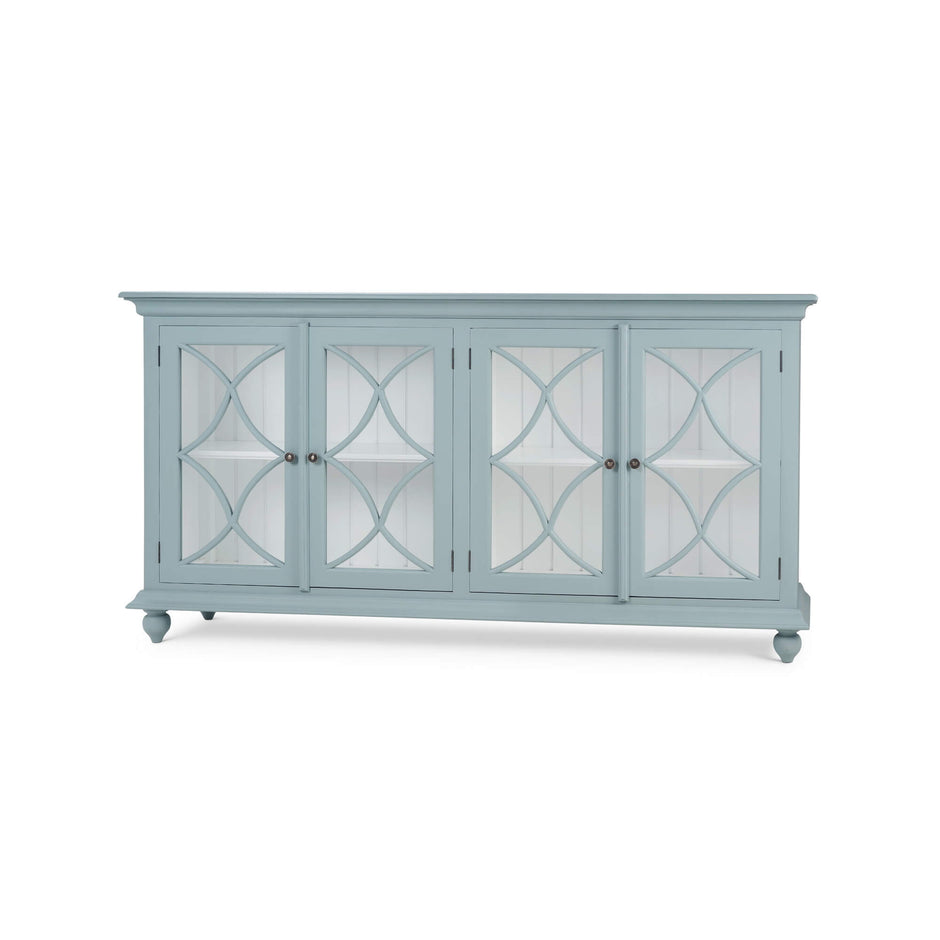 Hamilton 4 Door Buffet in Frosted Blue w/ True White Interior and no distressing