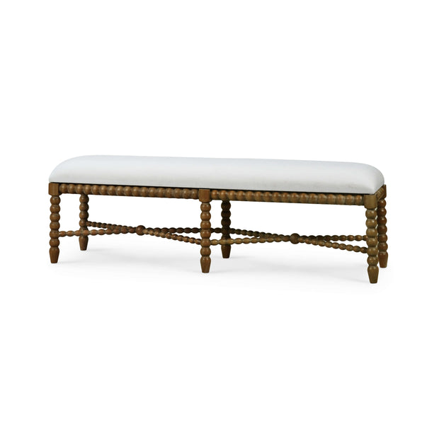 Cholet Bench Medium in Straw Wash w/ Arctic White Performance Fabric