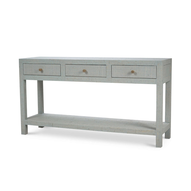 Kagu Console Table Wrapped in Pale Blue Washed Raffia