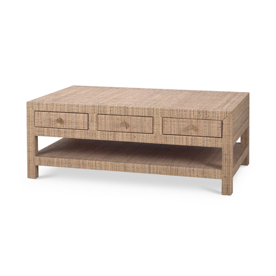 Kagu 6 Drawer Coffee Table Wrapped in Rattan Natural