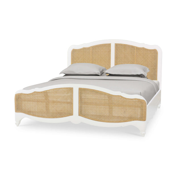 Covington Bed King in Architectural White w/ Rattan Natural