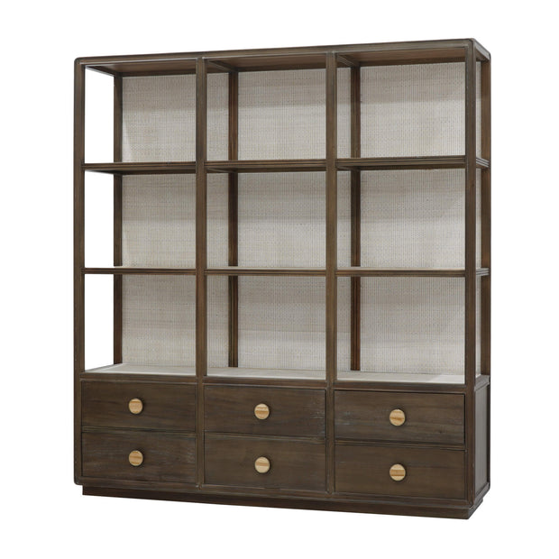 Cohan Open Cabinet w/ 6 Drawers w/ Rattan