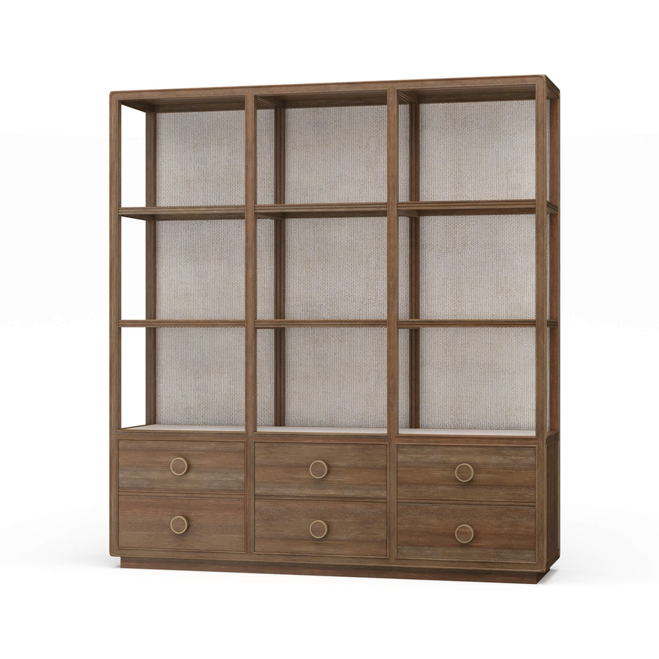 Cohan Open Cabinet w/ 6 Drawers w/ Rattan