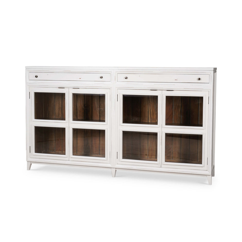 Paris Sideboard w/ 2 Drawers in White Harvest w/ Straw Wash Interior