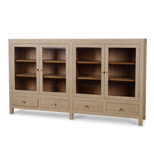 Kagu 4 Door Low Cabinet w/ Raffia