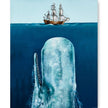 Whale and Ship on Canvas 36 x 48 w/o Frame