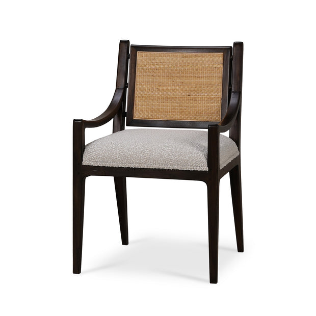 Milano Dining Chair w/ Upholstered Seat & Rattan Back