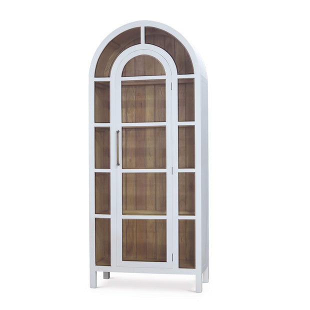 Vannes Display Cabinet w/ Glass Shelves in True White w/ Driftwood Interior