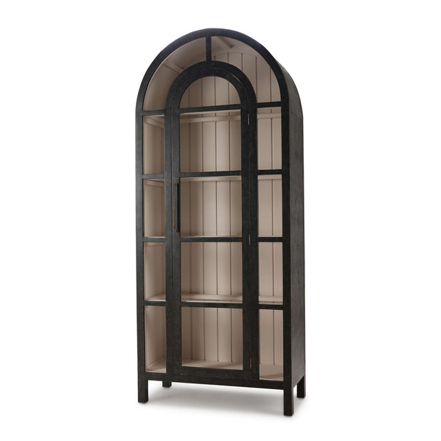 Vannes Display Cabinet w/ Glass Shelves in Vintage Black w/ Putty Interior