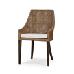 Savanah Dining Chair in Light Glazed Rattan w/ Arctic White Performance Fabric Cushion