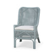 Cristo Dining Chair in Frosted Blue Rattan w/ Arctic White Performance Fabric Cushion