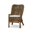 Cristo Dining Chair in Rattan Glaze w/ Arctic White Performance Fabric Cushion