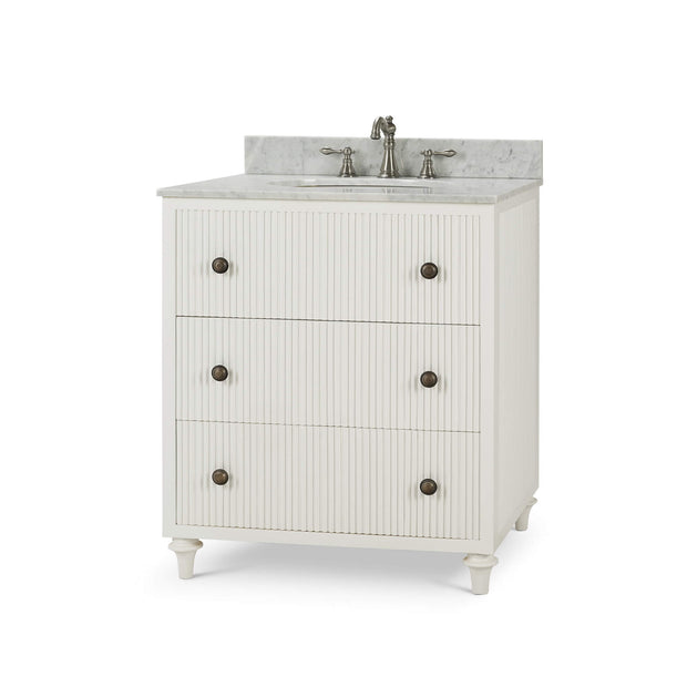 Kraton Single Vanity in True White w/ Sink & Marble Top