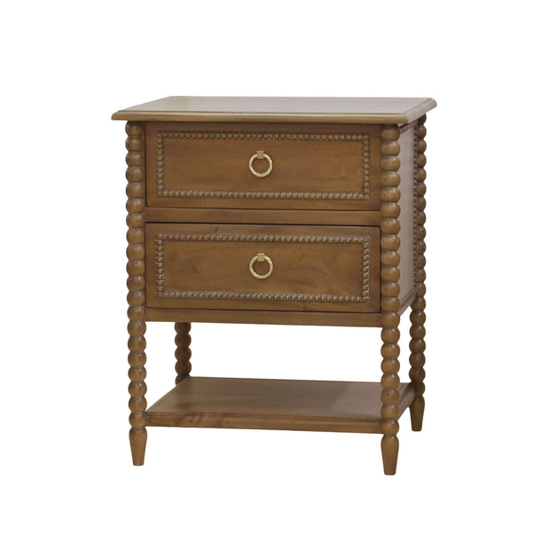 Cholet 2 Drawer Bedside Table w/ Shelf in Straw Wash