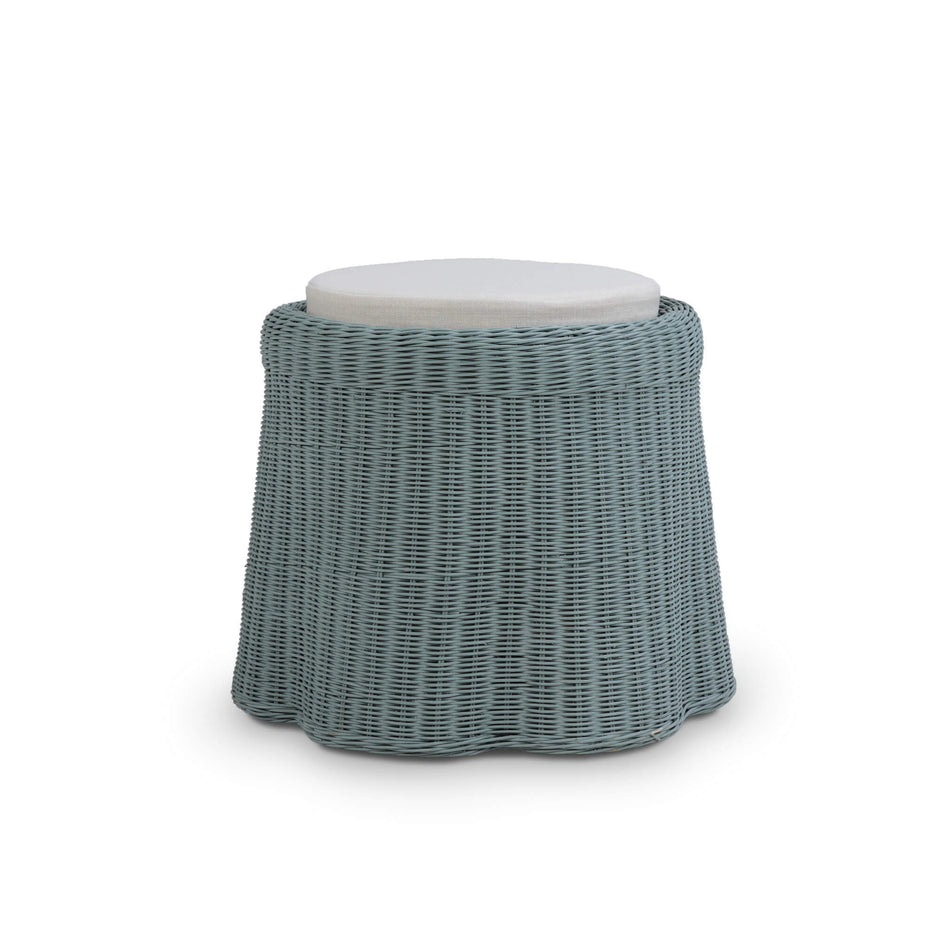 Newport Rattan Round Small Ottoman w/ Cushion