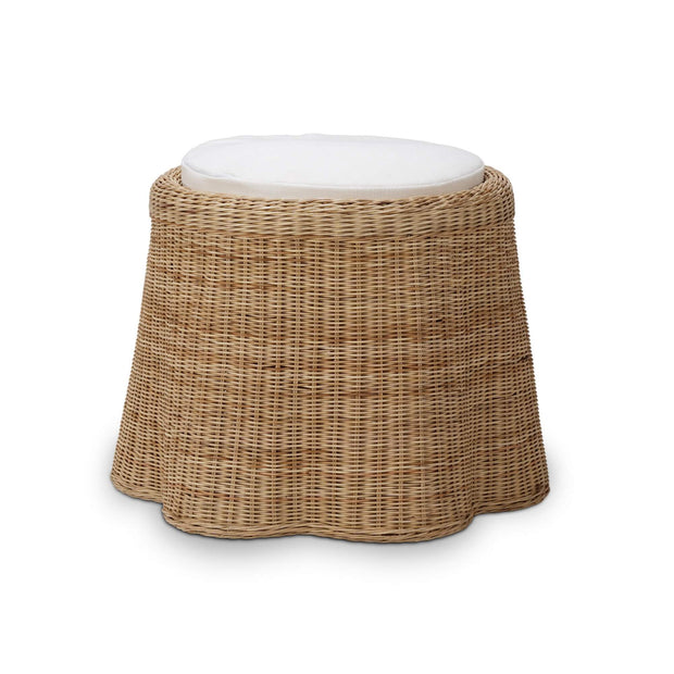 Newport Rattan Round Small Ottoman w/ Cushion