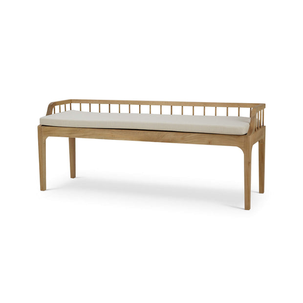 Versai Fluted Bench in Fruitwood w/ Natural Performance Fabric