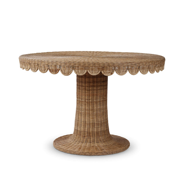 Scalloped Round Rattan Dining Table 48''