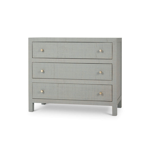 Kagu 3 Drawer Dresser Wrapped in Raffia Pale Blue