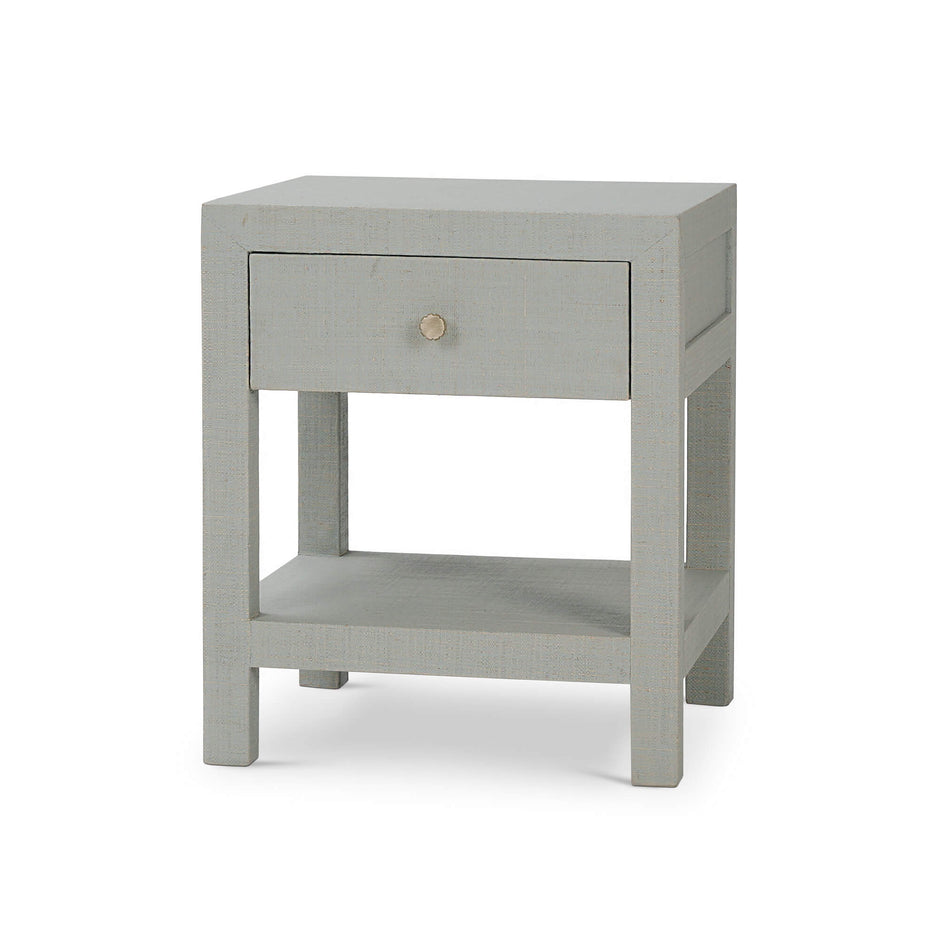 Kagu 1 Drawer Nightstand Wrapped in Raffia Pale Blue Wash