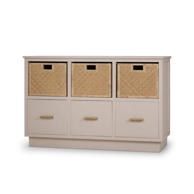 Dakota Storage Unit w/ 3 Drawers & Rattan Baskets