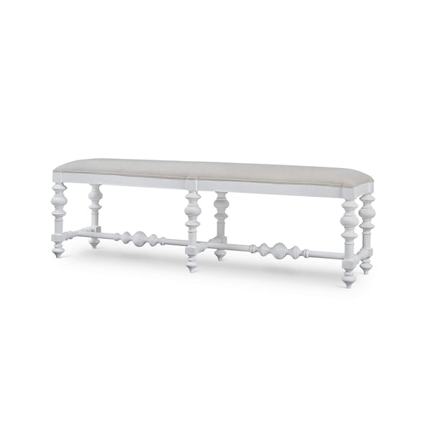 Savannah Large Bench in True White w/ Natural Performance Fabric