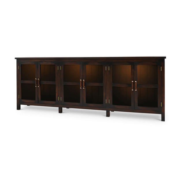 Madrone 6 Door Sideboard w/ Glass Shelves w/ 3 LED
