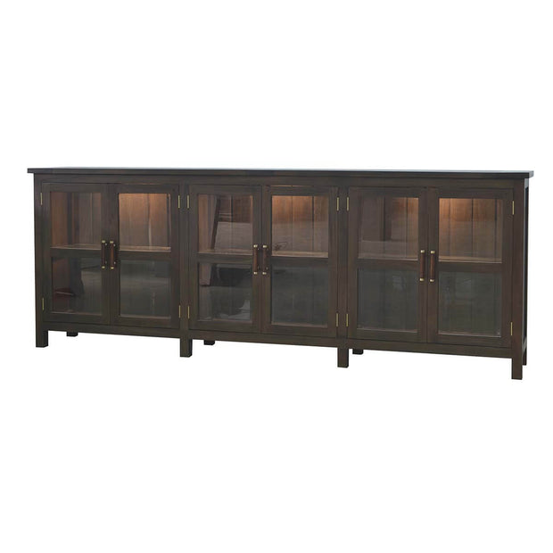 Madrone 6 Door Sideboard w/ Glass Shelves w/ 3 LED
