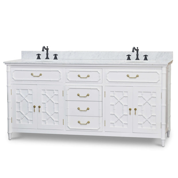 Grosvenor Double Vanity w/ Sink & Marble Top - True White * (comes without distressing)