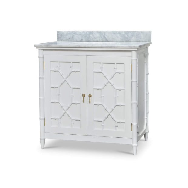 Grosvenor Single Vanity w/ Sink & Marble Top - True White * (comes without distressing)