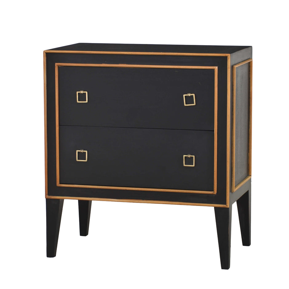 Rutland Bedside Table in Batavia Black w/ Antique French Oak Trim