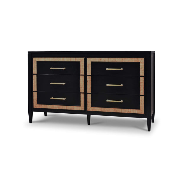 Belgravia 6 Drawer Dresser w/ Rattan - Batavia Black