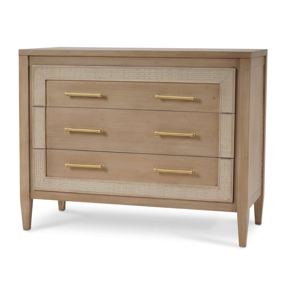 Belgravia 3 Drawer Dresser in Sandbar w/ White Inset Rattan