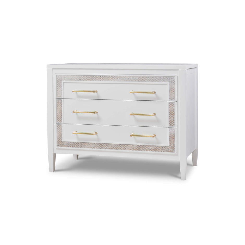 Belgravia 3 Drawer Dresser w/ Rattan - True White * (comes without distressing)