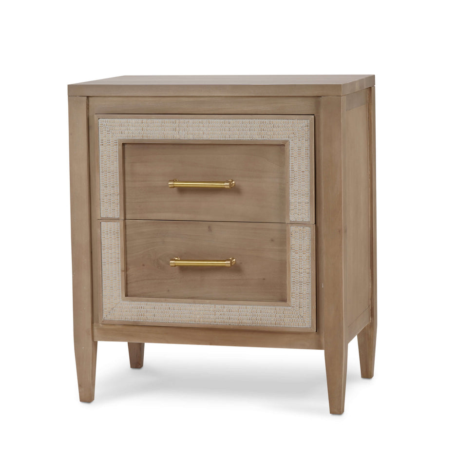 Belgravia Bedside Table in Sandbar w/ White Inset Rattan