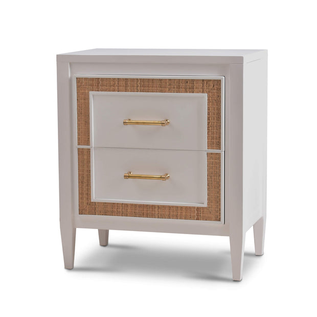 Belgravia Bedside Table w/ Rattan - True White * (comes without distressing)