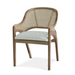 Mayfair Chair In Fruitwood w/ Arctic White Performance Fabric & Rattan Natural on Back