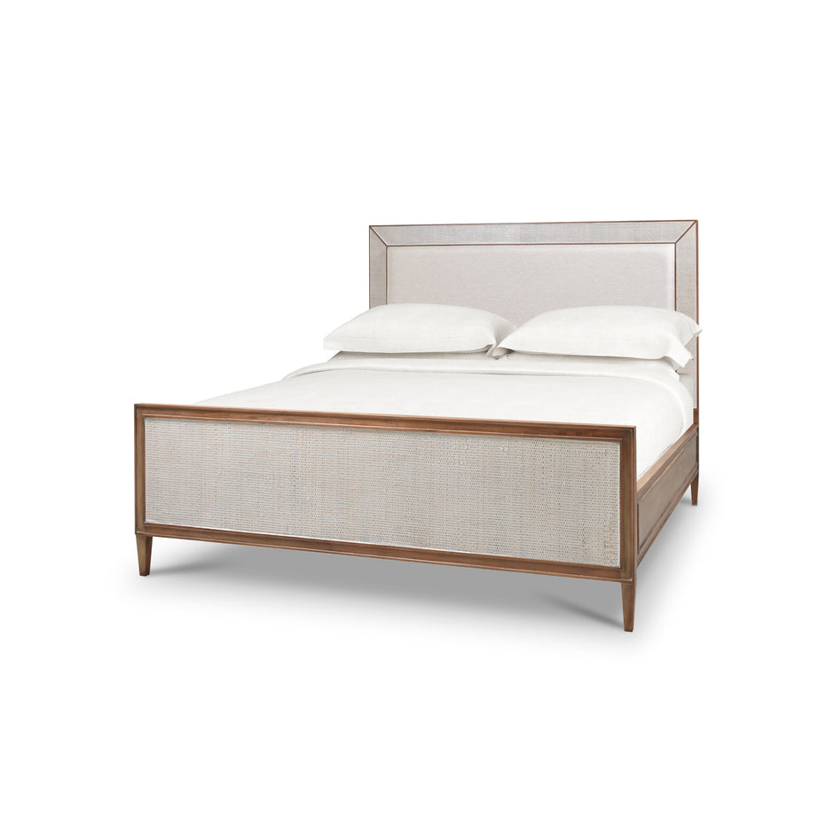 Belgravia Upholstered Bed w/ Rattan Queen - Straw Wash (*this finish requires bleaching, which often leads to variations in wood color)