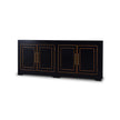 Fleet Linen Wrapped 4 Door Sideboard - Linen Black Shiny