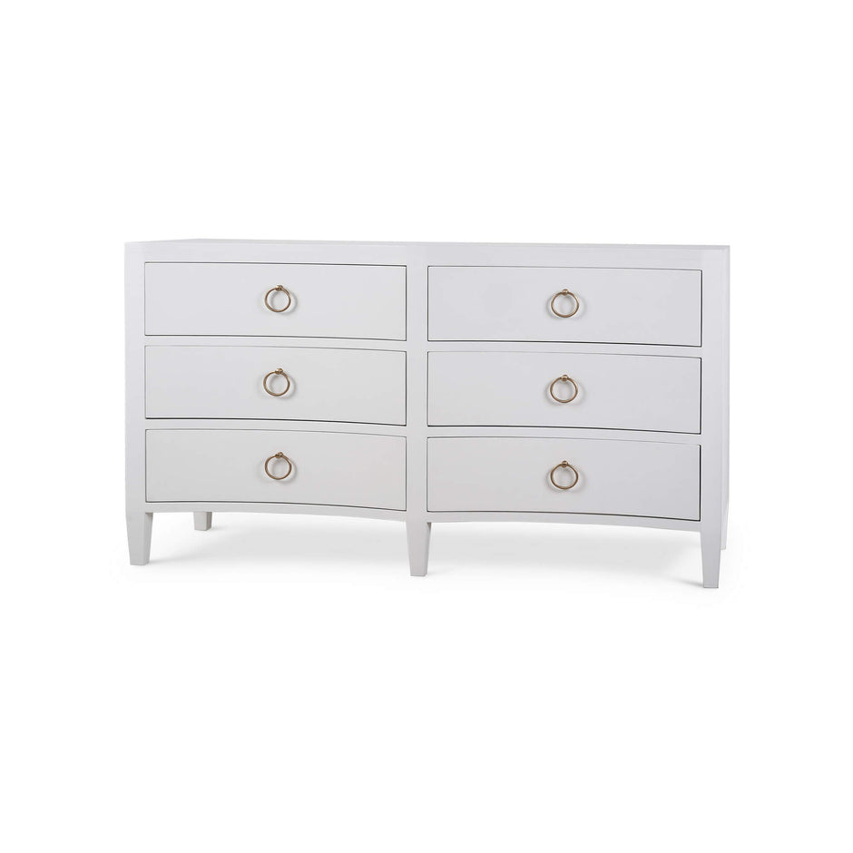 Mornington Linen Wrapped 6 Drawer Dresser - Linen True White