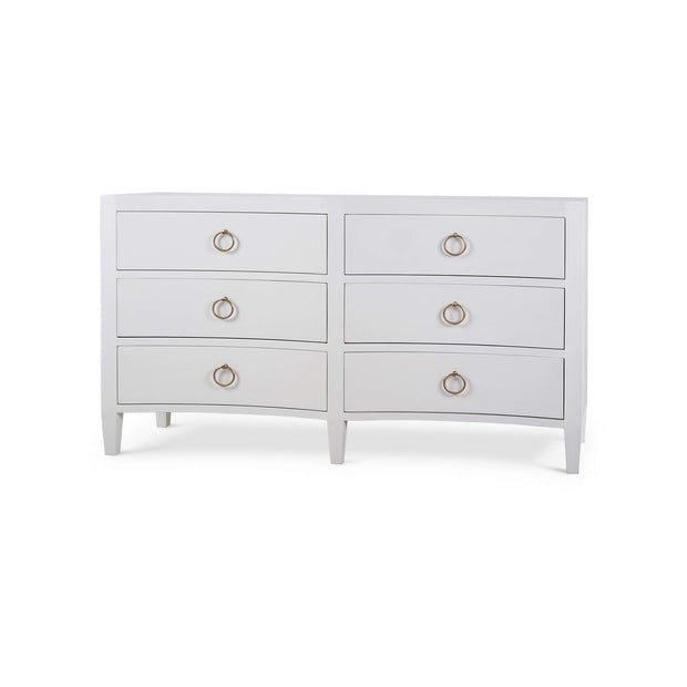 Mornington Linen Wrapped 6 Drawer Dresser in True White