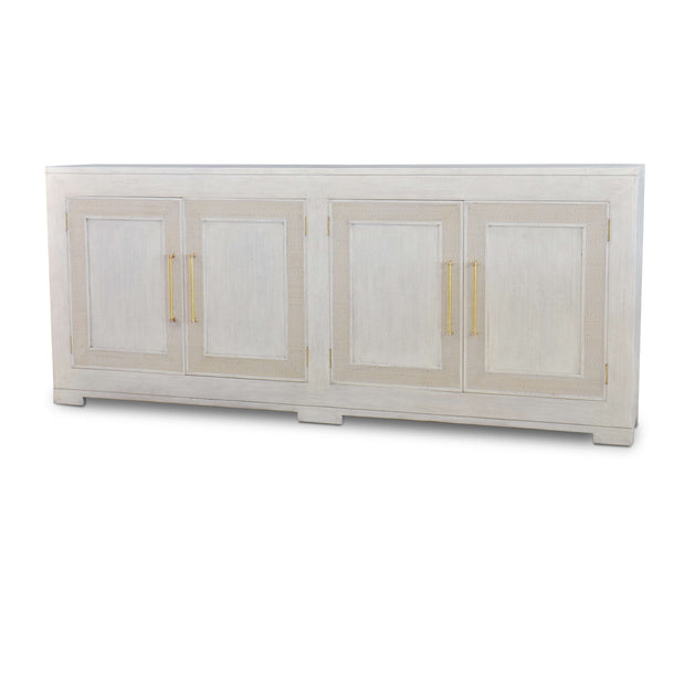 Fleet 4 Door Sideboard w/ Rattan - Off White