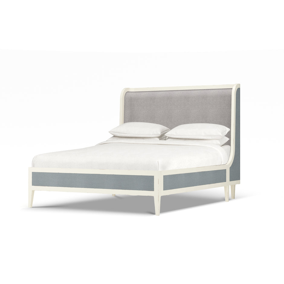Mornington Upholstered & Linen Wrapped Bed Queen - White Harvest