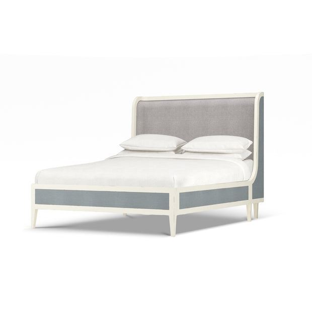 Mornington Upholstered & Linen Wrapped Bed Queen - White Harvest
